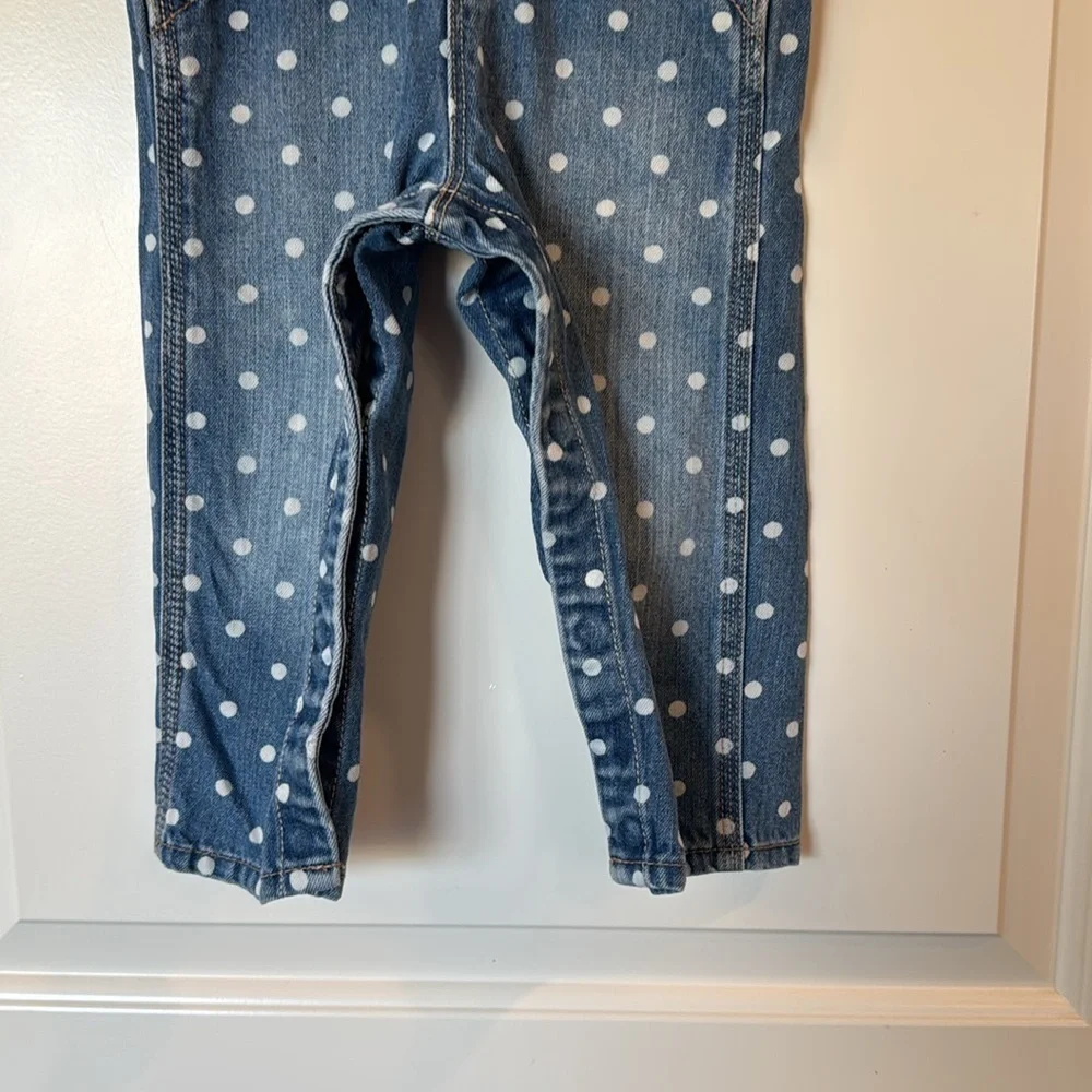 Baby Girl OshKosh Polka Dot Denim Overalls 24 Months - Picture 3 of 11